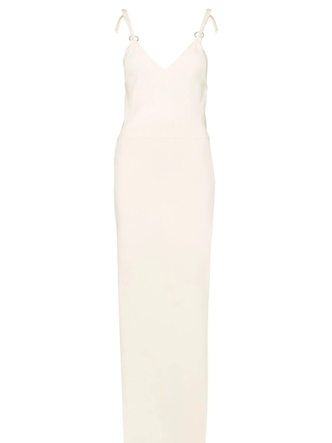 Paco Rabanne Cream Maxi Slip Dress With Tie Straps